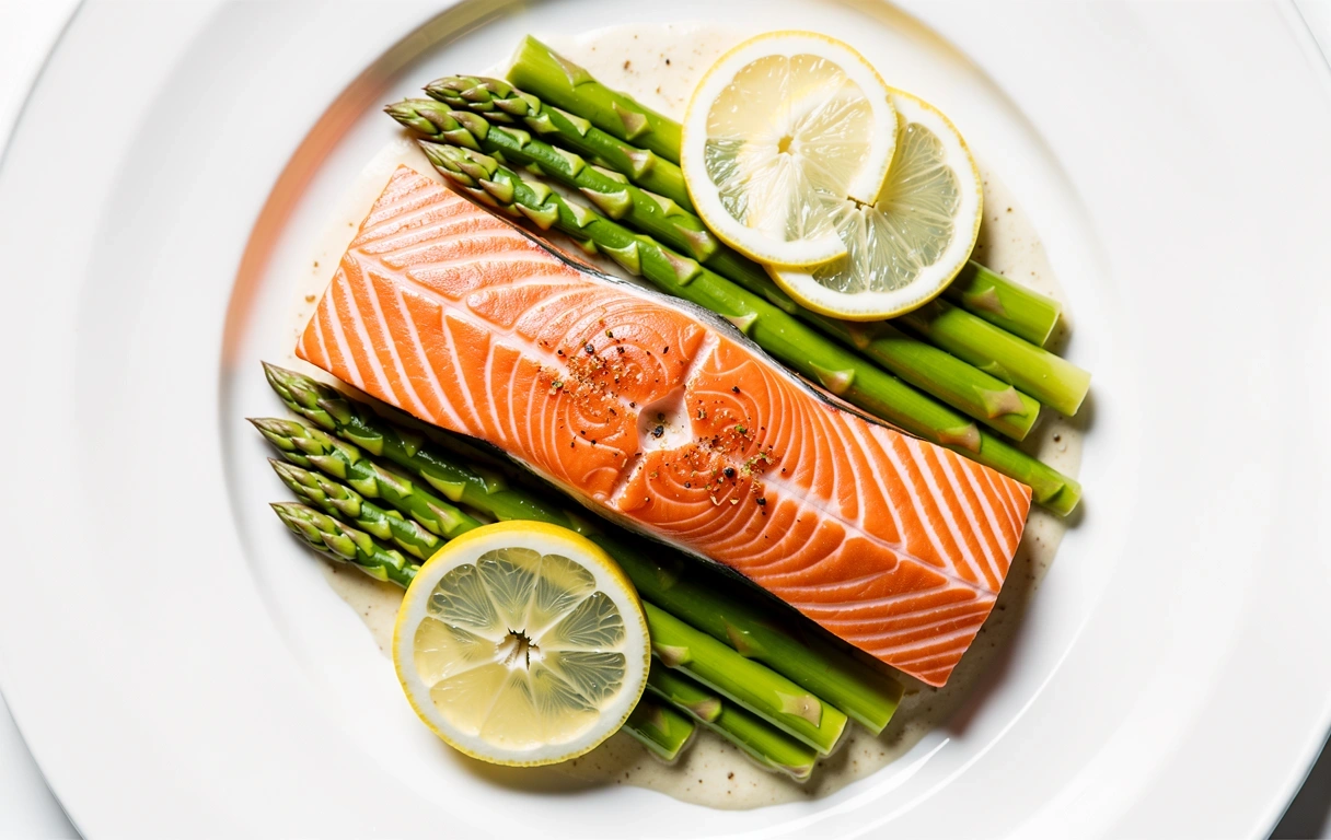 Calorie-controlled salmon dish